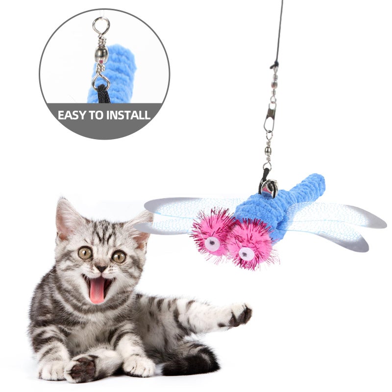 UEETEK Dragonfly Cat Toy Replacement Heads for Interactive Cat Wands 5-Pack Safe Material Engaging Pet Toys for Indoor Cats - Image 2